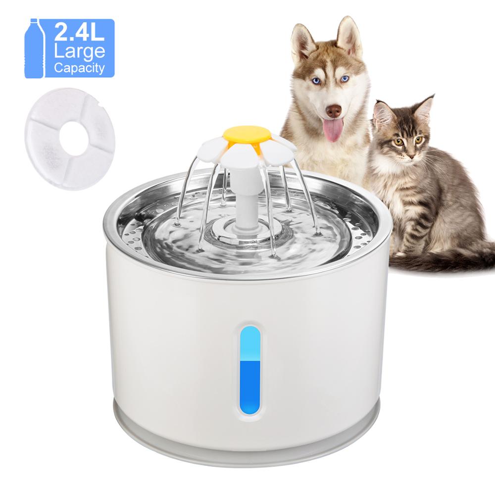 2.4L Kat Automatische Feeder Drinken Filter Automatische Kat Fontein Voor Huisdieren Water Dispenser Grote Lente Drinken Kom Met Led