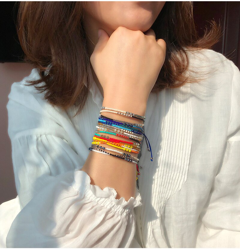 Donarsei Bohemian Multilayer Colorful Beaded Bracelet For Women Adjustable Handmade Japan Miyuki Glass Bracelet Friendship