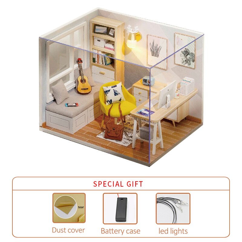 Diy Miniature Dollhouse Kit Handmade Model Wooden House Kitchen Roombox Birthday Christmas Kids Toys Doll House Furniture: Multicolor