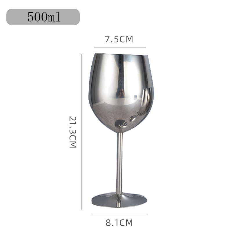 2 stk/sett vinglass rustfritt stål 18/8 metall vinglass bar vinglass champagne cocktail drikkekopp sjarm festutstyr: 500ml x 2 stk