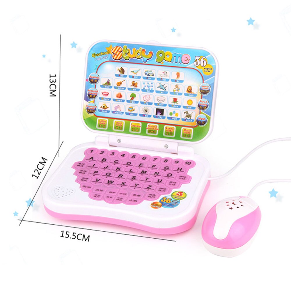 Children Chinese-English Bilingual Learning Machine with Mouse Computer Learning Education Machine Tablet Toy Random Color