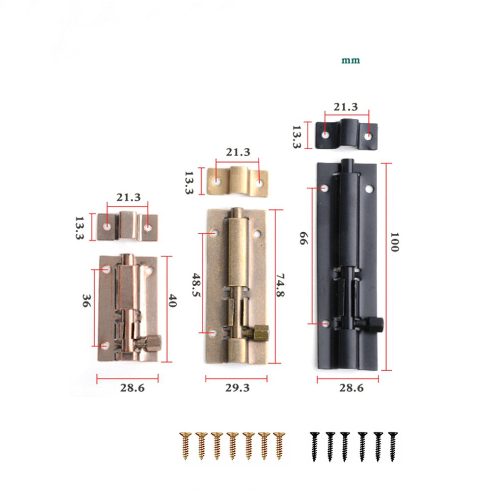 2/3/4Inch Stainless Steel Doors Slide Lock Bolt Barrel Home Gate Safety Hardware Screws Bathroom Lock