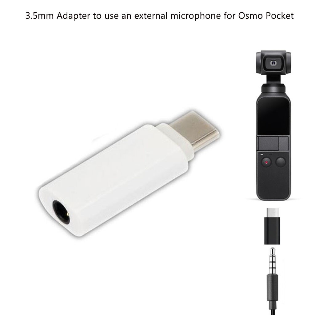 Type C Usb C Naar 3.5Mm Audio Adapter Voor Externe Microfoon Voor Osmo Pocket Accessoires: WHITE