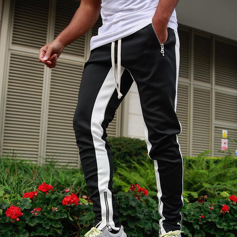 Herre joggers lynlås afslappede bukser fitness sportstøj træningsdragt underdele skinny sweatpants bukser sorte fitness gym jogger joggers
