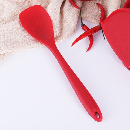 Food Grade Siliconen Koken Tool Gemak Keuken Non-stick Pan Schop Lepels Vergiet Keukengerei Huishoudelijke Accessoires Item: 1PCS Red F