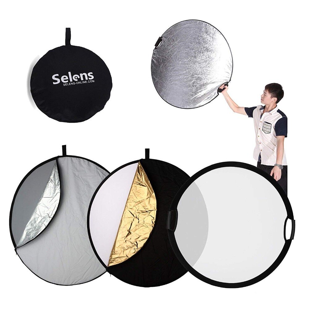 Selens-Reflector de Fotografía 5 en 1, 60/80/110cm, con bolsa de transporte, cámara redonda portátil, difusor de luz para estudio fotográfico