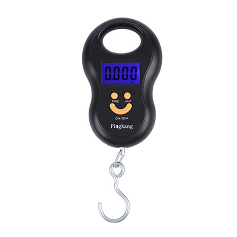 Hängande ledd elektronisk våg digital bagagevåg med bekvämt handtag krok 110lb/50kg för fiskebagage steelyard: Svart 50kg