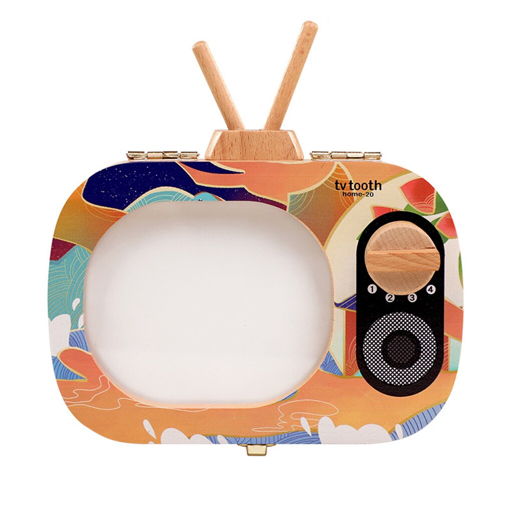 Baby Tooth Keepsake Box Wooden Teeth Box TV Shaped Tooth Keepsake Box Announcements Collecting: 1