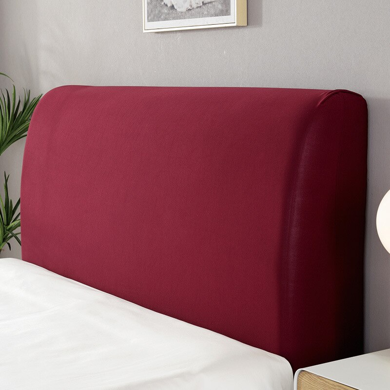 Headboard Bedhead Cover Dust Cover Solid Color Durable Bed Back Protection Elastic All-inclusive Soft Cozy Bedhead Cover: Red / 1.2m
