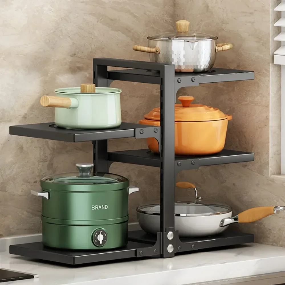 Keuken Onder Gootsteen Pothouder Meerlagige Koekenpan Rijstkoker Kruiden Opbergrek Verstelbare Roestvrijstalen Organizer