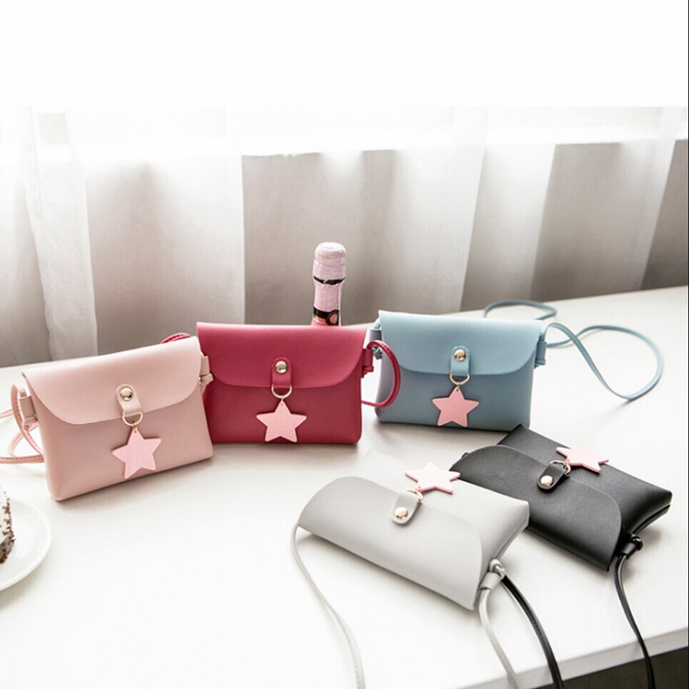 Kvinnor barn all-match nyckelmynt pursepu läder mini crossbody väska axelväskor handväska härlig