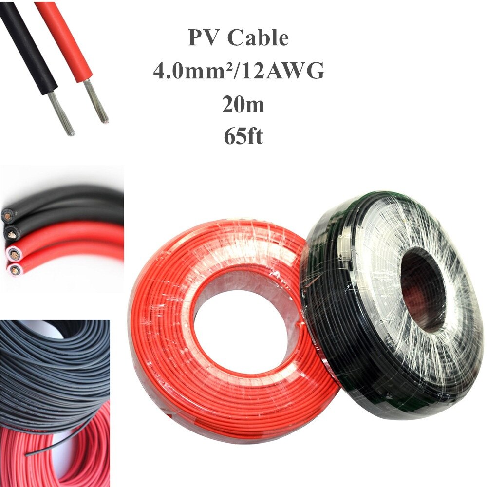 Pv Solar Connector Kabel 20M Lot Zwarte Kabel 10M + Rode Kabel 10M 4mm2 12AWG Zwart Of rode Tuv Goedkeuring Power Kabel Mc 4 /MC3 Wy