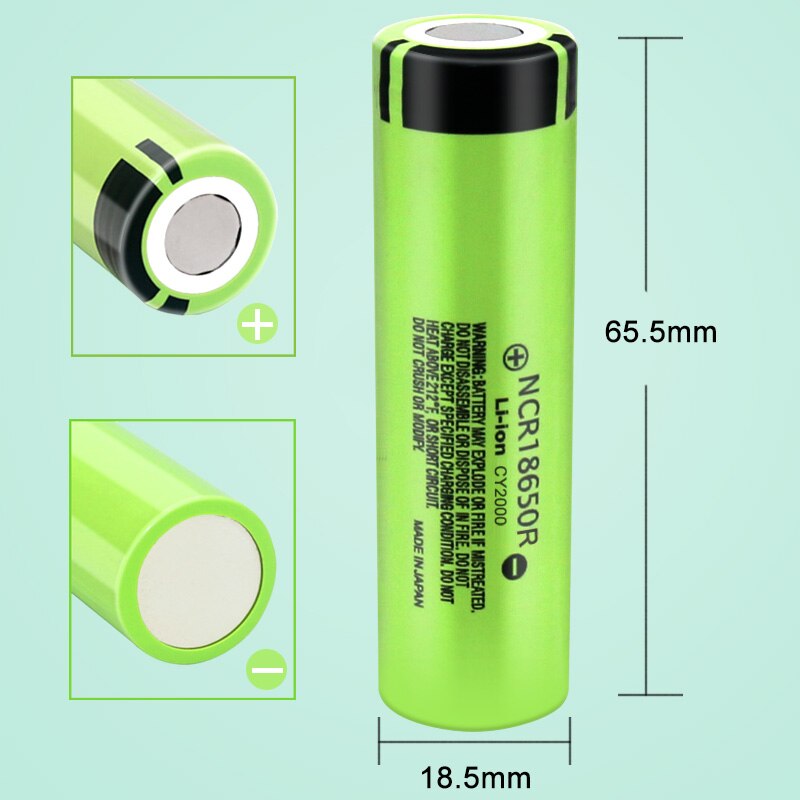 JOUYM 18650 Battery 100% Original NCR18650R 3.7v 2000mAh Lithium Rechargeable batteries For Flashlight