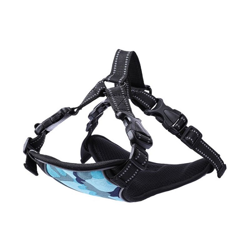 Hond Veiligheid Vest Harnas Hond Verstelbare Auto Veiligheid Mesh Harnas Reizen Riem Vest met Huisdier Autostoel Borst Riem leash Rope: Camouflage Blue / XL