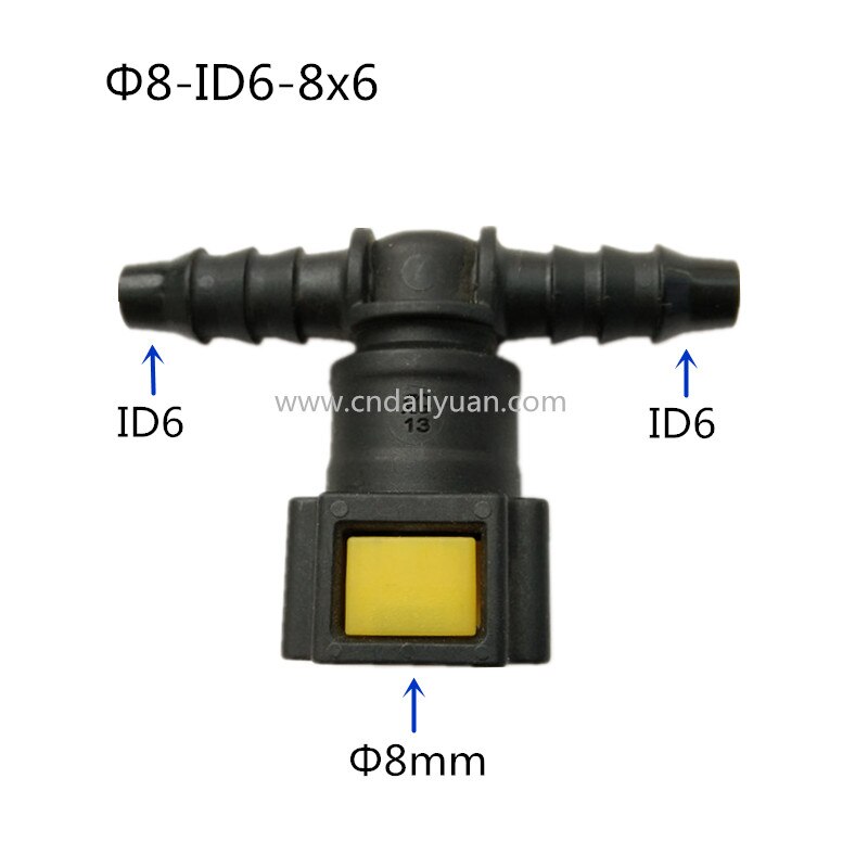D8 Tee connector for Peugeot 207 Fuel line quick connector plastic female connector gas fuel filter connector two 2pcs a lot