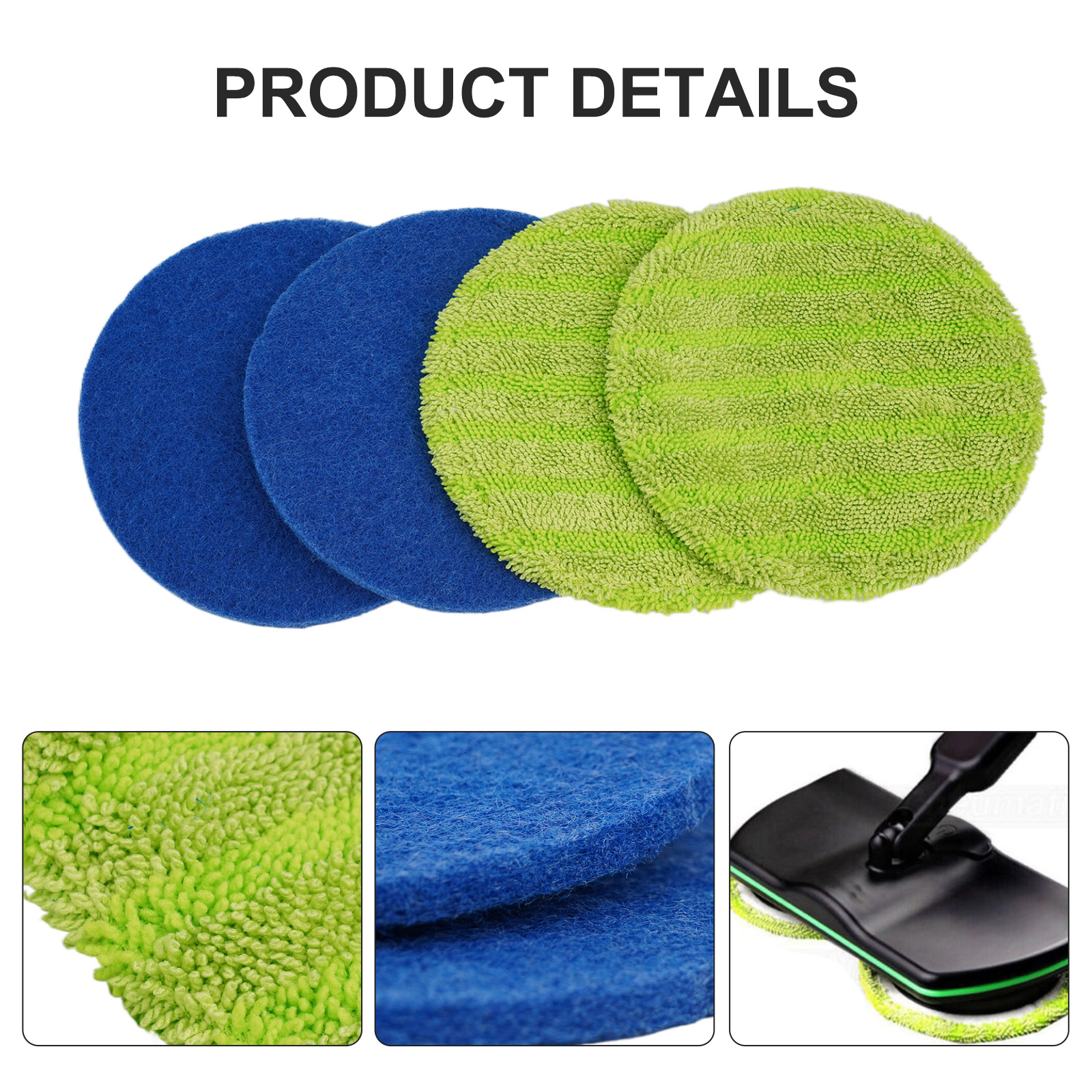 4Pcs Microfiber Mop Pads Electric Cordless Rechargeable Powered Floor Cleaner Scrubber Mop Pads Reusable Washable Pads