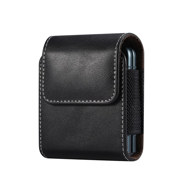 Leather Phone Pouch For Samsung Z Flip 3 2 1 SM-F7110 F7070 Belt Clip Holster Cloth Phone Case For Motorola Razr 5g Waist Bag: For Galaxy Z Flip 3