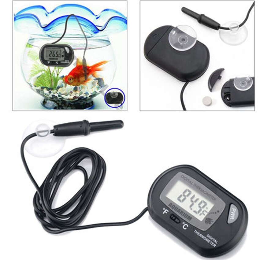 Digital lcd akvarium akvarium havvand terrarium termometer temperatur