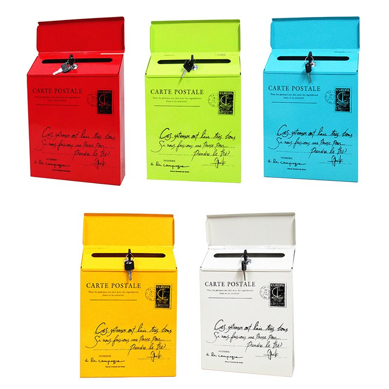 Waterproof Outdoor Metal Post Box Letter Mailbox Wall Mounted Lockable 2 Keys Mail Box