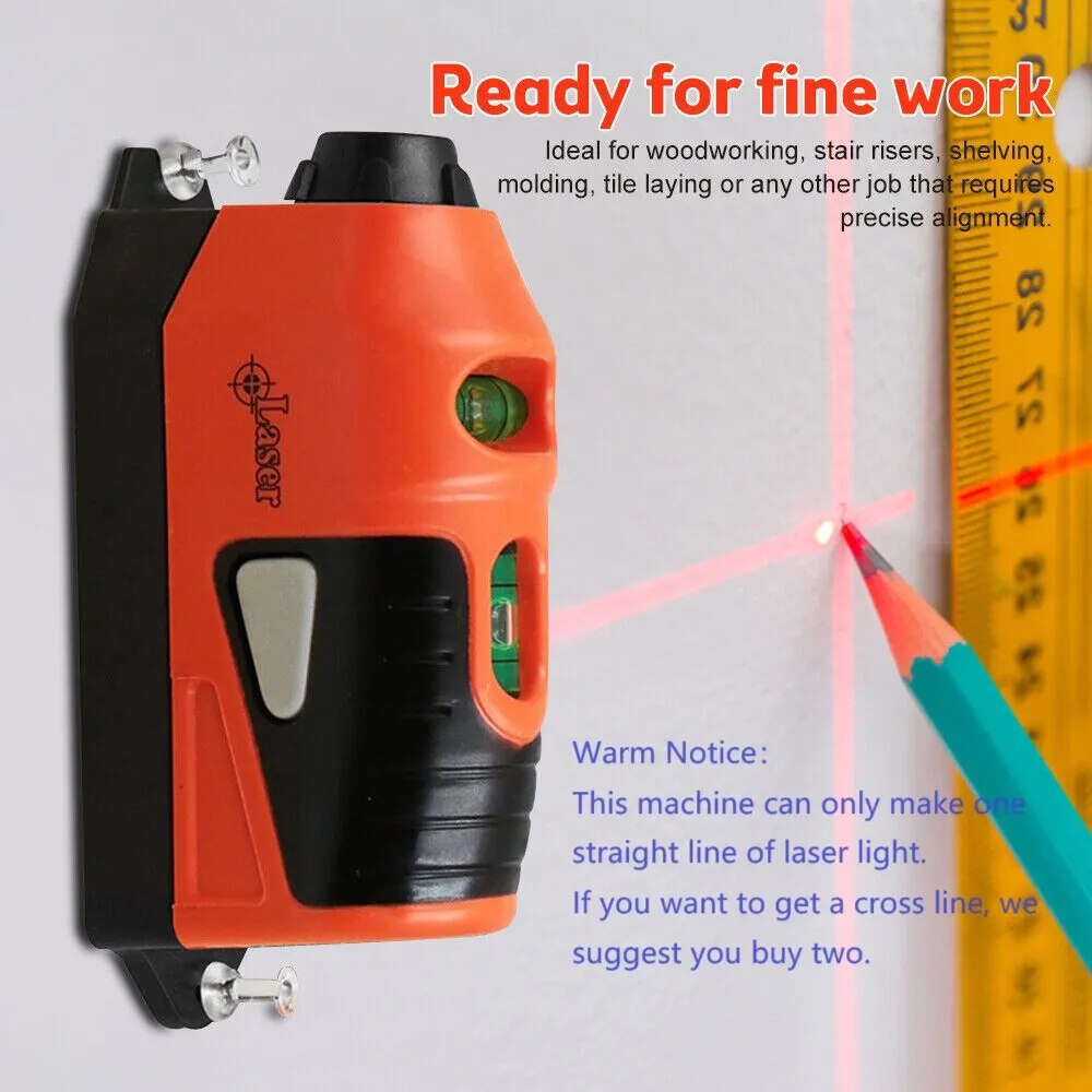 Mini niveau laser portable, projection de ligne laser horizontale verticale, Outils de mesure, Niveau à bulle vertical
