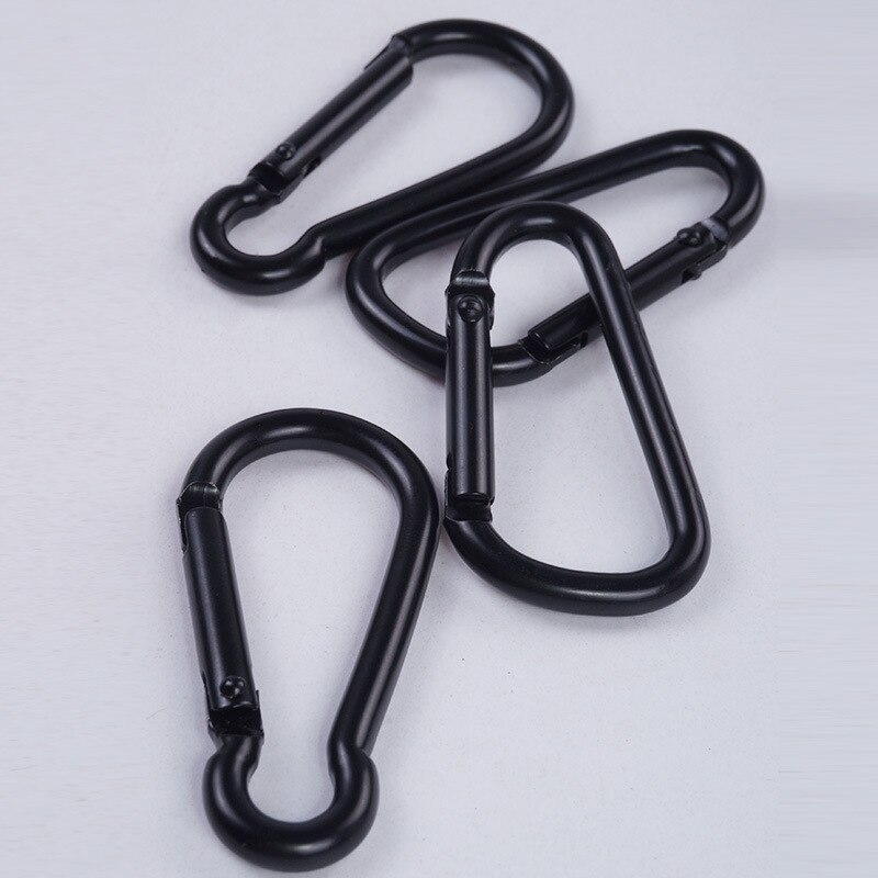 Practical 10 Pcs Black D Shaped Aluminum Alloy Carabiner Hook Keychain Climbing Equipment Karabiner Mosqueton