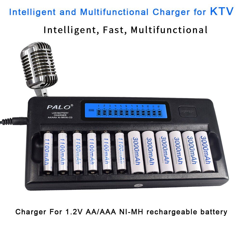 PALO 4-48 slots AA AAA battery charger smart fast chargers for 1.2V AA AAA 2A 3A ni-mh ni mh batteries