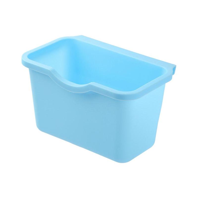 1Pc Hanging Trash Can Kitchen Cabinet Door Plastic Basket Hanging Trash Waste Dump Bin Desktop Storage Garbage Storage Box: blue