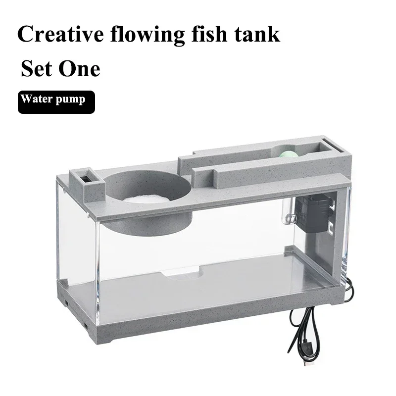 Kit de tanque de peces de acuario pequeño, barra de oxígeno integrada, filtro silencioso USB, decoración multifuncional de escritorio de oficina, adornos para el hogar