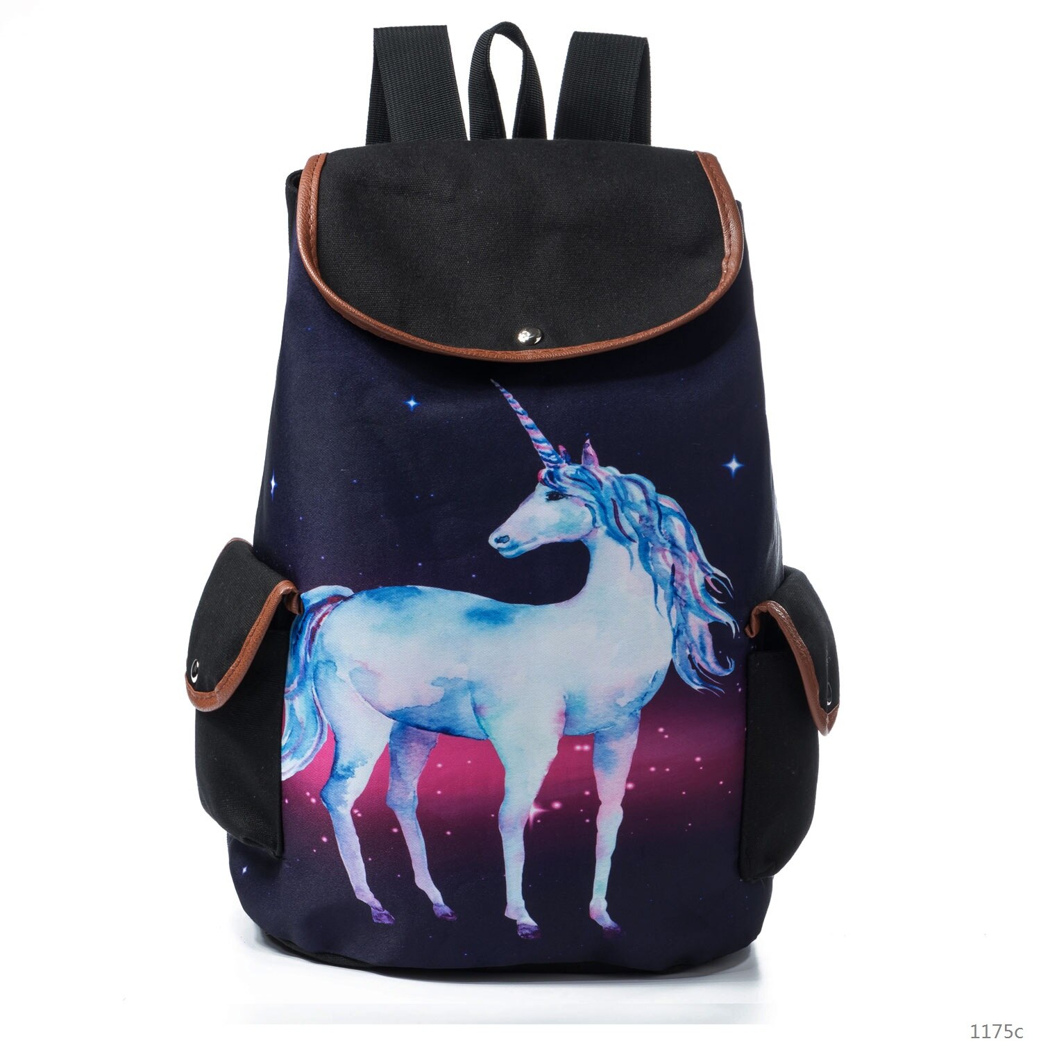 Miyahouse Casual Floral Cartoon Horse Printed Backpack Female Linen Drawstring School Bag For Teenage Girls Travel Rucksack: 1175c