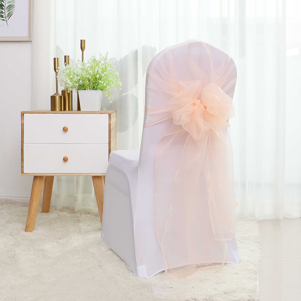65x275cm Orange Organza Knot Wedding Chair Decor Banquet Event Chair Decorations Bow Ties Chair Bands Sashes Blue 25pcs/lot: 14