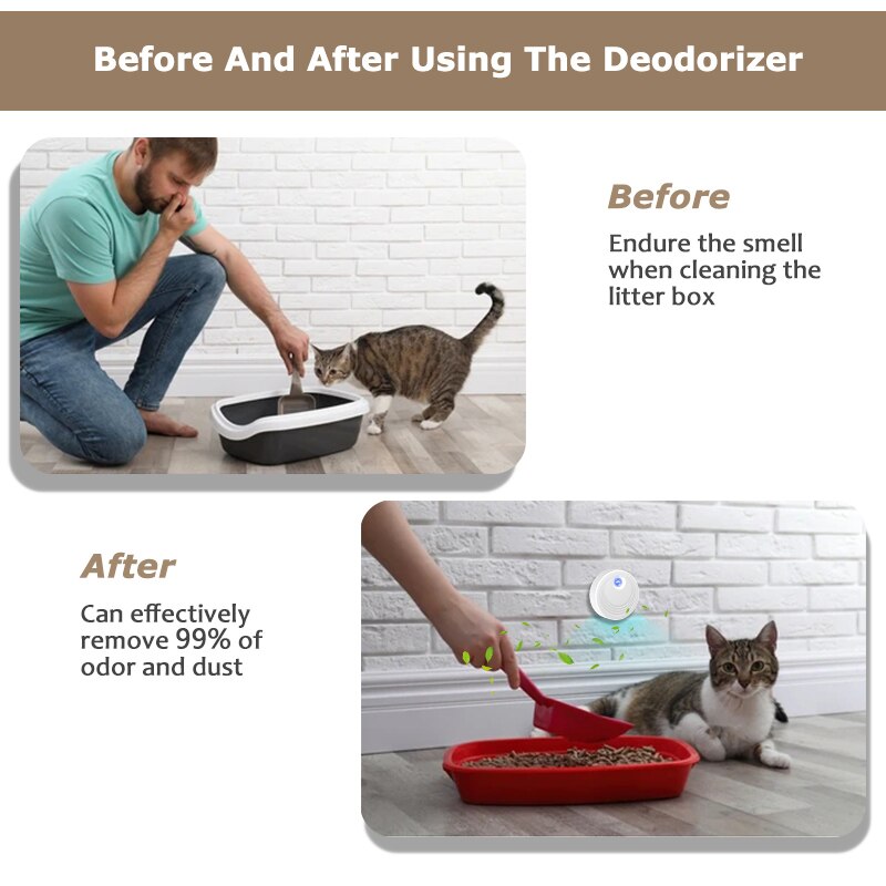 Automatic Pet Odor Purifier Smart Cats Litter Box Deodorization Eliminator Air Cleaner Rechargeable Deodorizer For Dogs Toilet