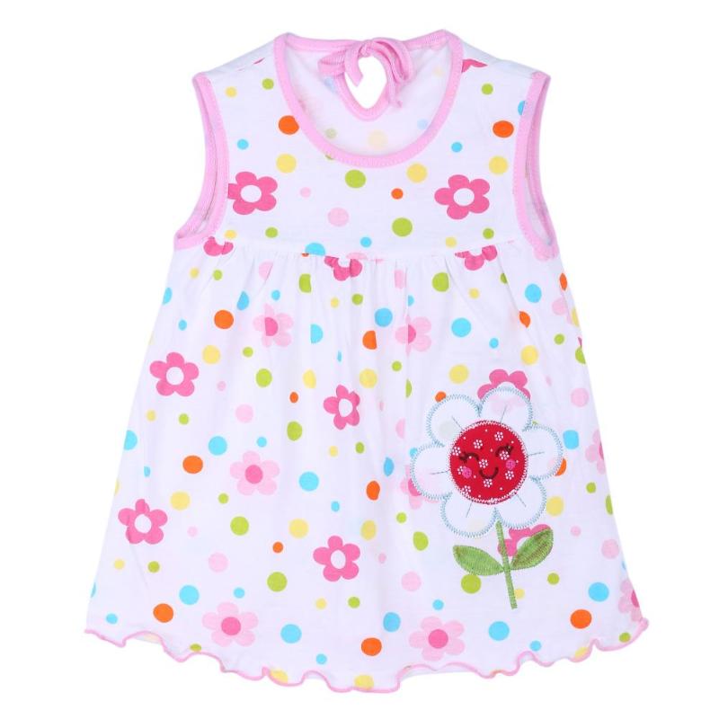 Summer Girls Dresses Newborn Baby O-neck Sleeveless Cotton Princess Mini Casual Dress Child Cute Pattern Decor Dot Clothes: g