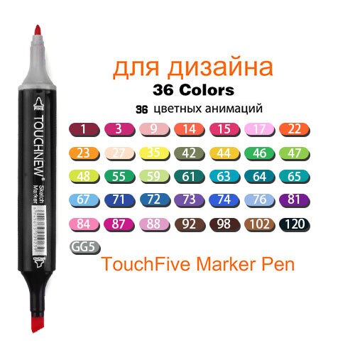 36/48/60/80/168 Colors TOUCHNEW Art Markers Pen Set Sketch Soft Brush Alcohol Ink Brush Dual Tips Drawing Felt Tip Pens: 36 Black Colors