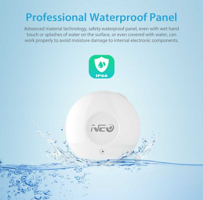 NAS-WS02Z Smart Water Leak Alarm Sensor Z wave Plus Water Flood Leakage Sensor With Remote Probe Water Resistant Smart Sensor