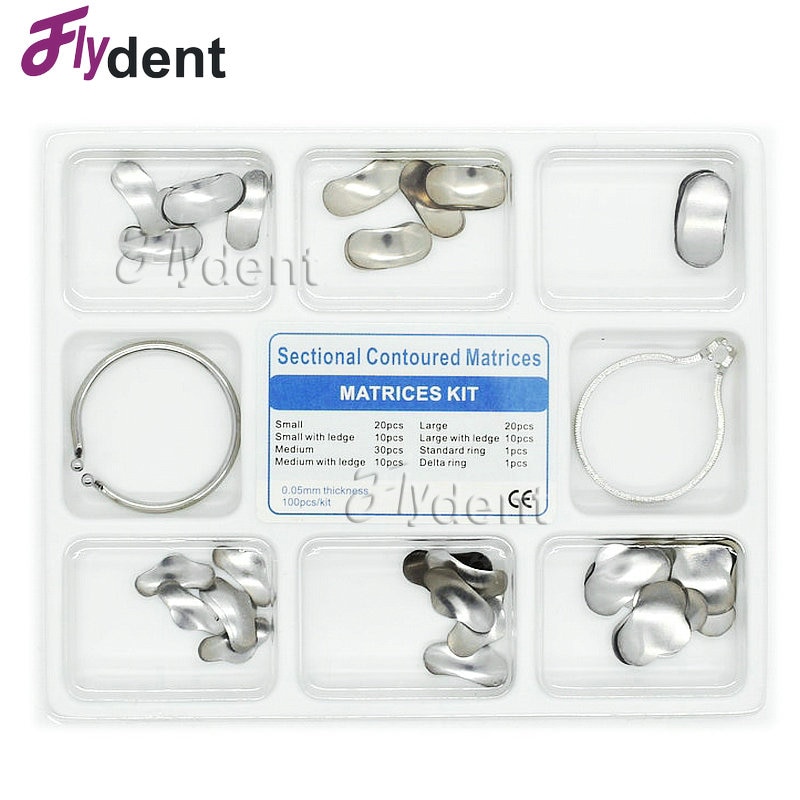 100 Stuks Dental Matrix Bands Sectionele Voorgevormd Matrices Wiggen dental tool tandarts materiaal