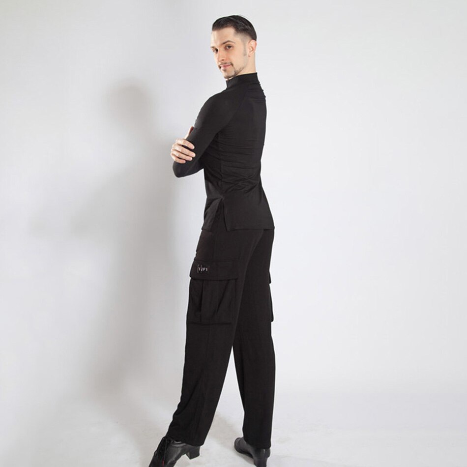 Mann latin dans kjole lang erme latin dans topper for mann ballroom samba tango chacha dans performamnce  by292