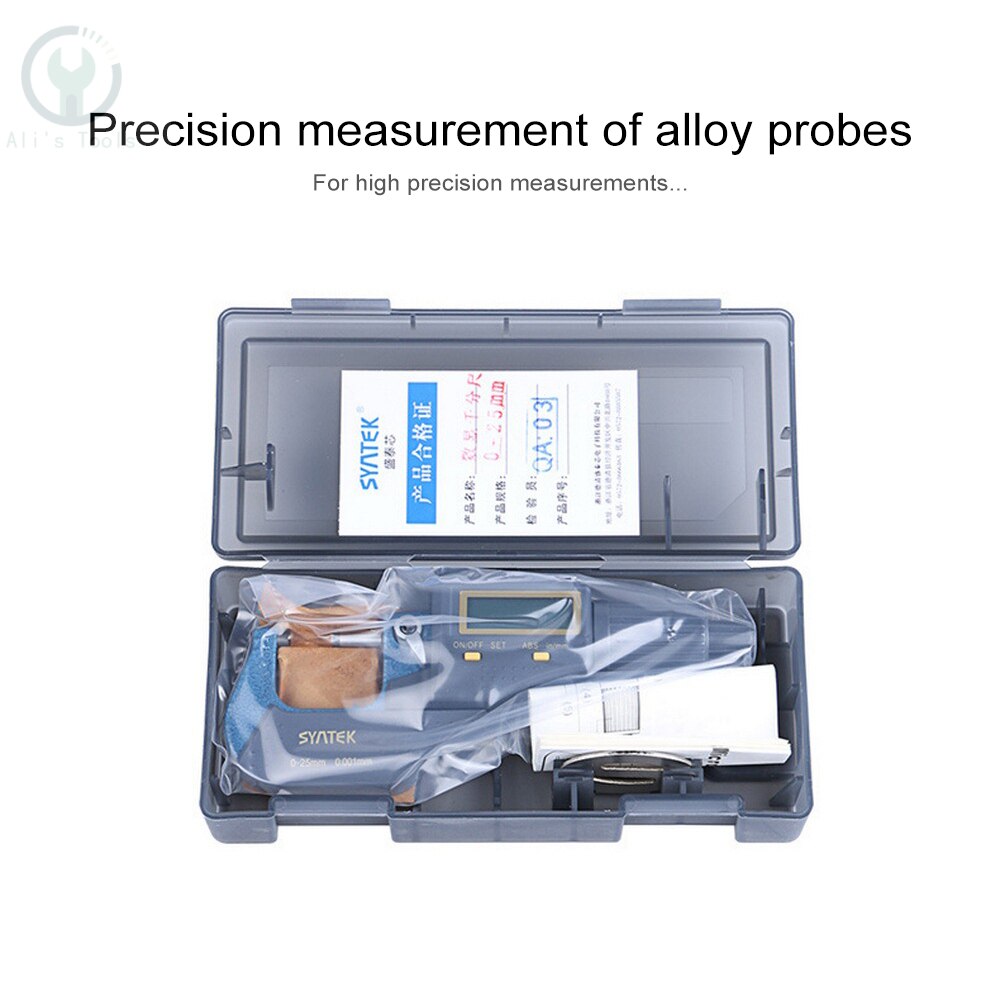 0.001mm Electronic Outside Micrometer 0-25-50 Mm Digital Micrometer Caliper Gauge Meter Micrometer Carbide Tip Measure Tools