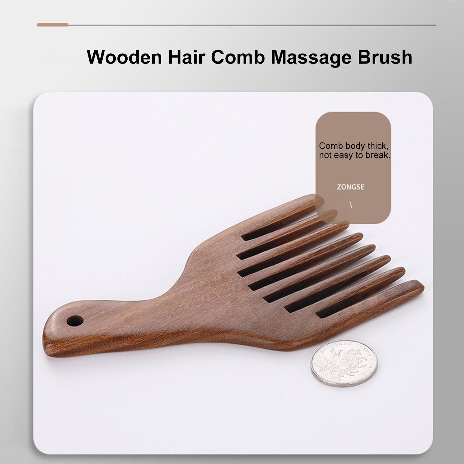 Peine de madera para masaje del cuero cabelludo, cepillo para pelo largo, peine de madera para recoger el pelo, herramienta de estilismo, 1 unidad