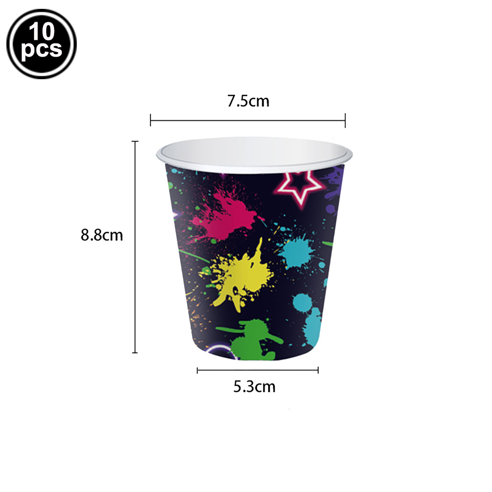 Neon festartikler tallerkener servietter kopper duker engangsservise neonglød bursdag fargerik graffiti festdekorasjoner: Oliven