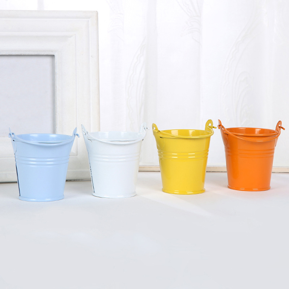 Cubo de hojalata de Color sólido para decoración de jardín, Cubo de hojalata para decoración de hogar y Hotel