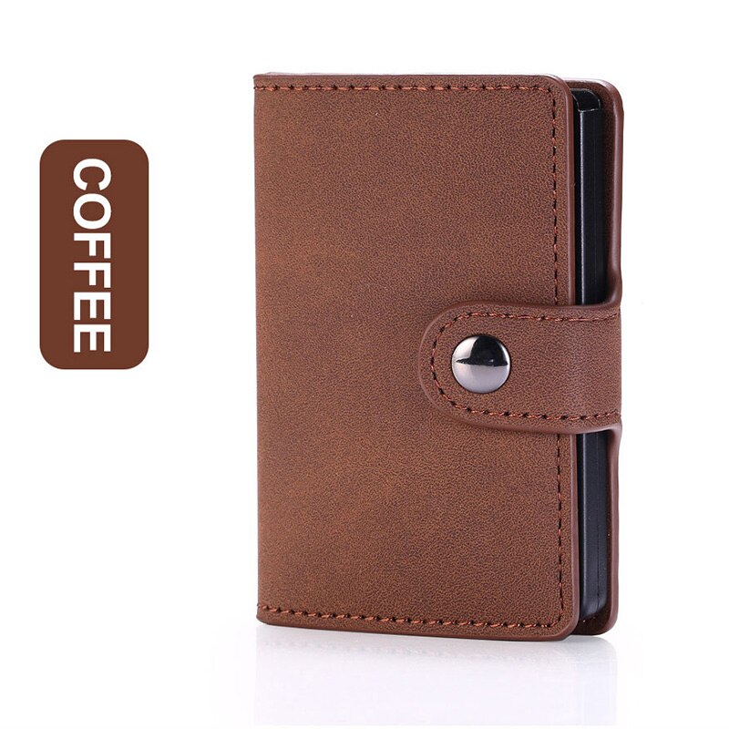 DIENQI Rfid Carbon Fiber id Credit Card Holder Case Metal Smart Minimalist Wallet Men Business Bank Cardholder Cart Holder: Coffee