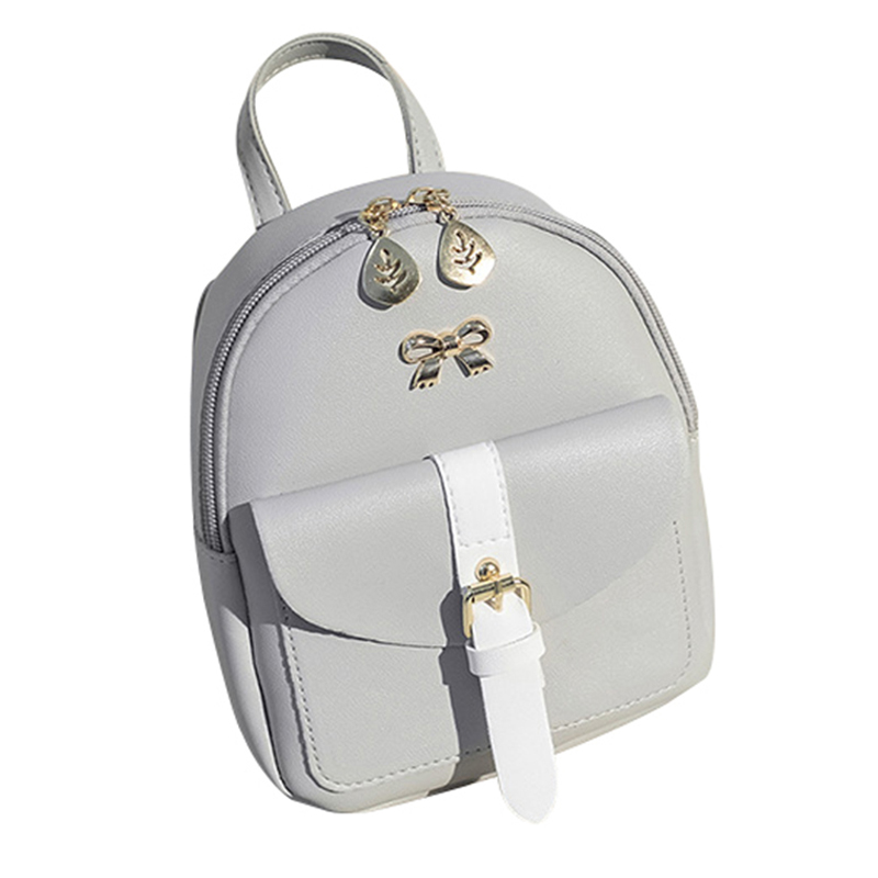 Femmes en cuir sac à dos enfants sac à dos Mini sac à dos femmes mignon lambrissé cartable pour adolescentes petit sac à dos pour voyage: Gris