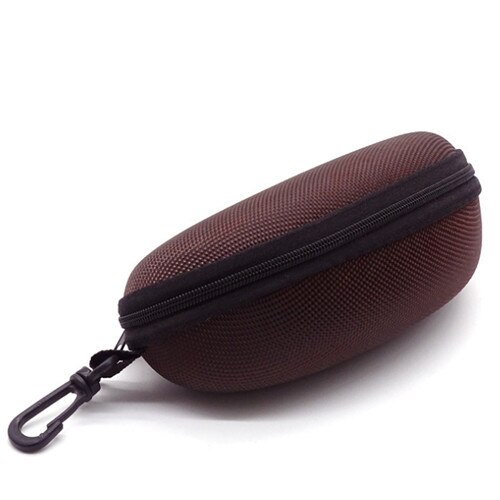 Gafas de sol con cremallera resistente a la presión, Estuche portátil duro, caja de anteojos, funda, bolsa, accesorios de viaje, bolsas de almacenamiento: Marrón
