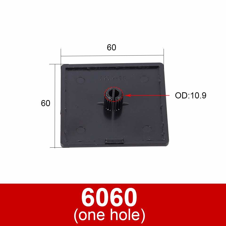 Plaque de couverture de capuchon d&#39;extrémité, profilé aluminium en Nylon noir pour Extrusion d&#39;aluminium EU /2040/3030/4040/4080/4545/5050/6060/100100 10 pièces: 6060(one hole)