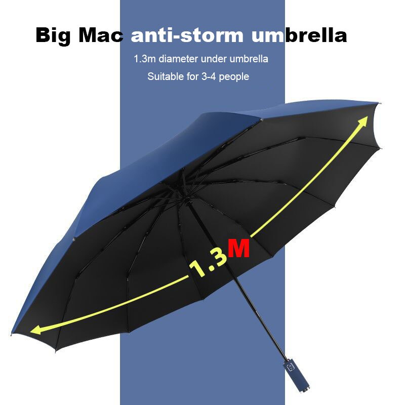 Iso koko taitettava vahva tuulenpitävä matkasateenvarjo naisten perhe 130cm isoa paragua 3 kokoontaitettava sateenvarjo miehille