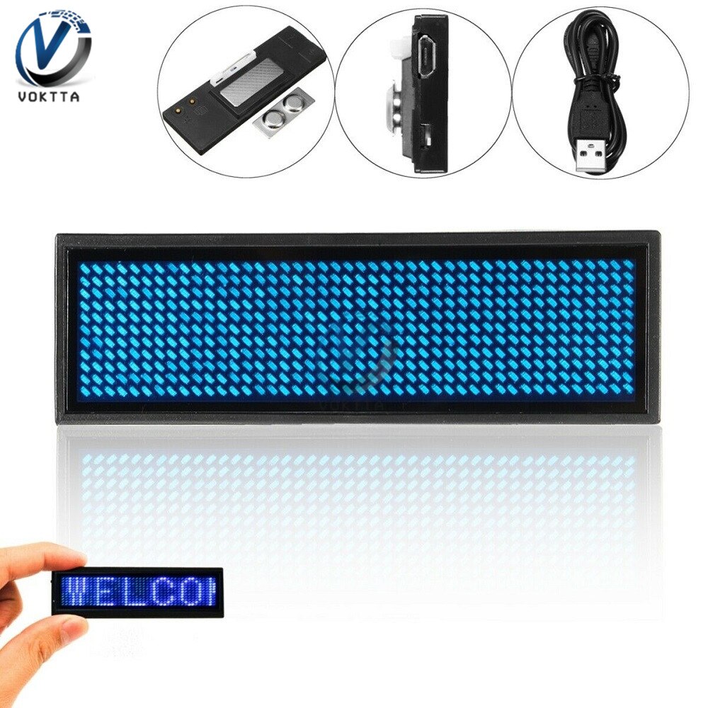 Mini LED Digital Display Aufladbare Programmierbare Name Abzeichen 15 Display Sprachen Durable Scrollen Led Tag Zeichen Abzeichen Modul: Blau