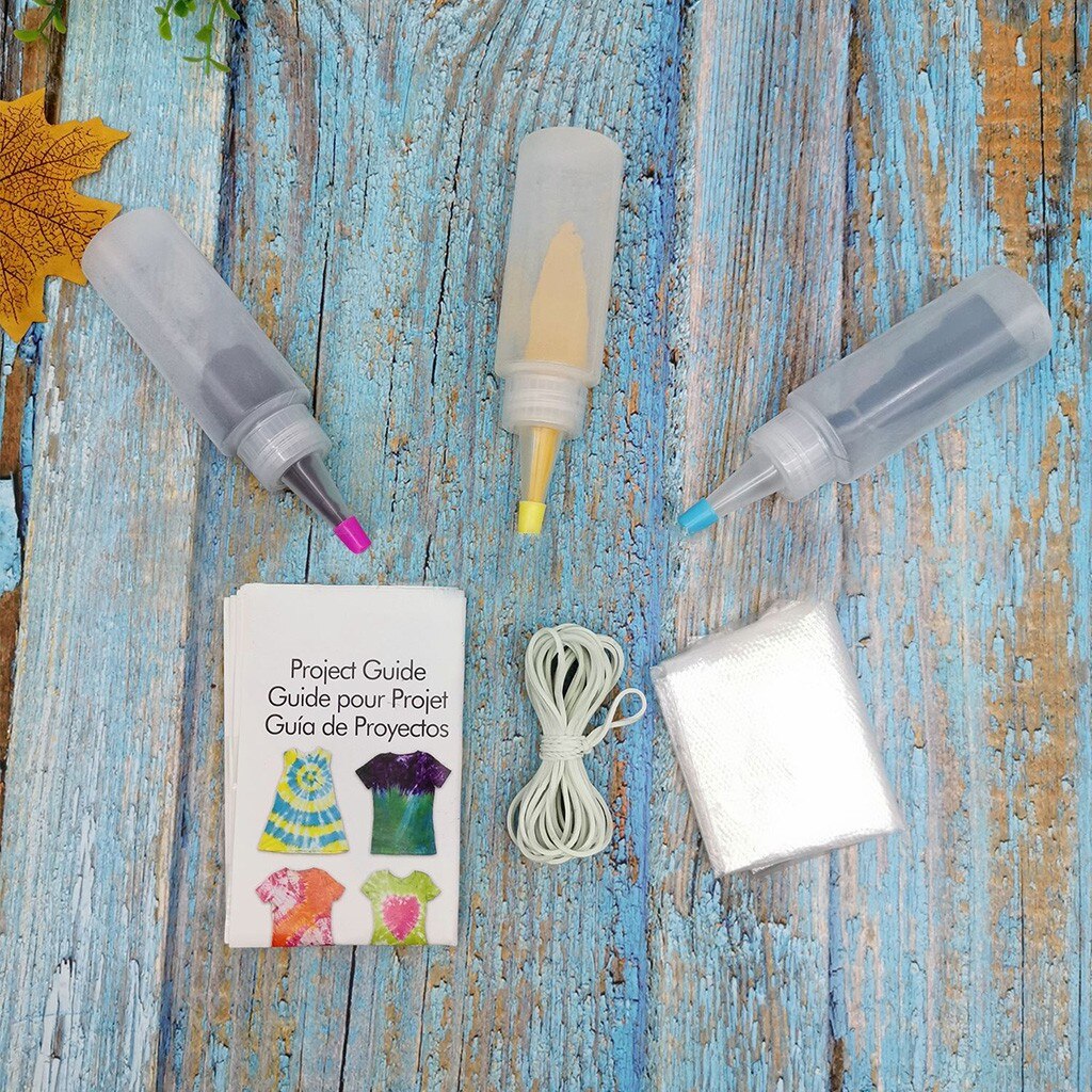 3 pièces Kit de teinture à cravate permanente une étape ensemble de teinture à cravate tissu Textile Kit de teinture à cravate 3 couleurs bricolage sans danger colorants permanents # YL10