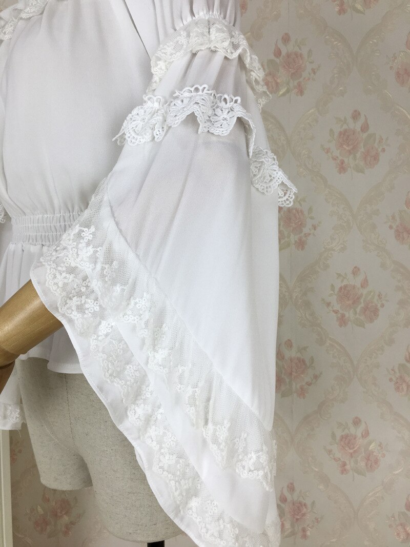 Blusa gótica Lolita victoriana para mujer, camisa Retro Medieval Lolita, disfraz, Tops para de té, talla grande, manga larga