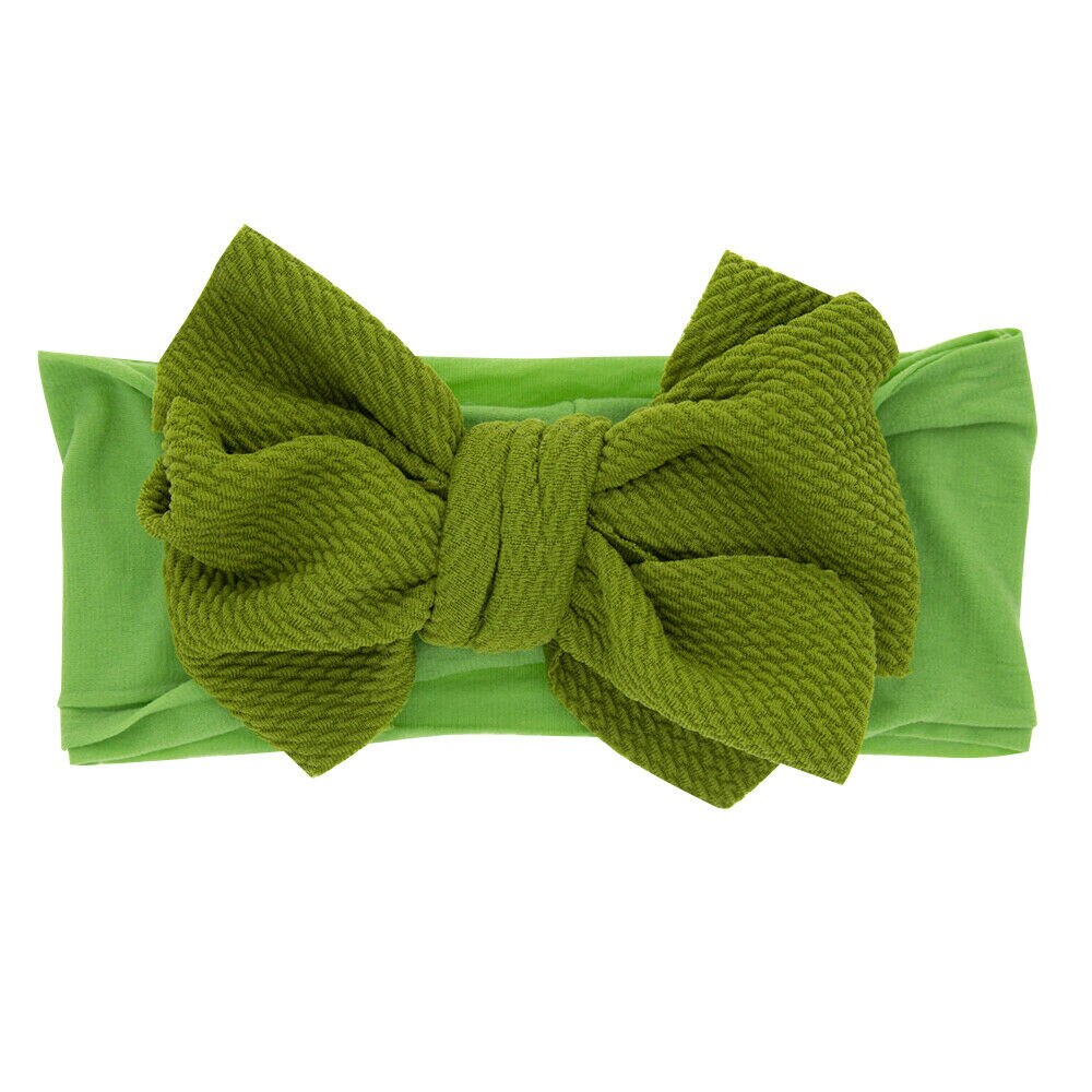 Baby Toddler Turban Headband - Floral Pattern Cotton Bow Hair Band Accessories: Green