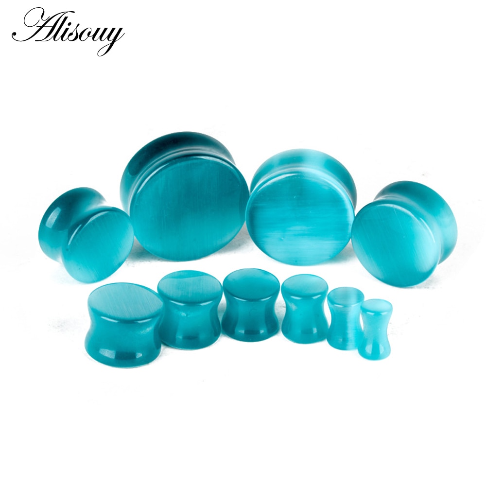 Alisouy 1 Paar runde Stein-Ohrstöpsel, modisch, niedlich, Expander, Verlängerungstunnel, durchbohren-Schmuck, Körperschmuck, Messgeräte, 5–25 mm